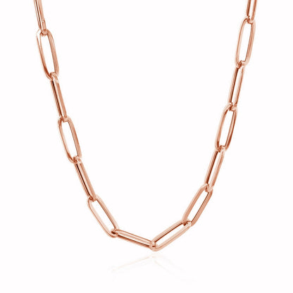 14K Rose Gold Bold Paperclip Chain (4.2 mm) Bids.com
