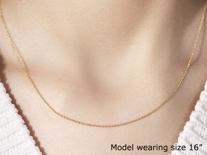 14k Yellow Gold Round Cable Link Chain 1.1mm Bids.com