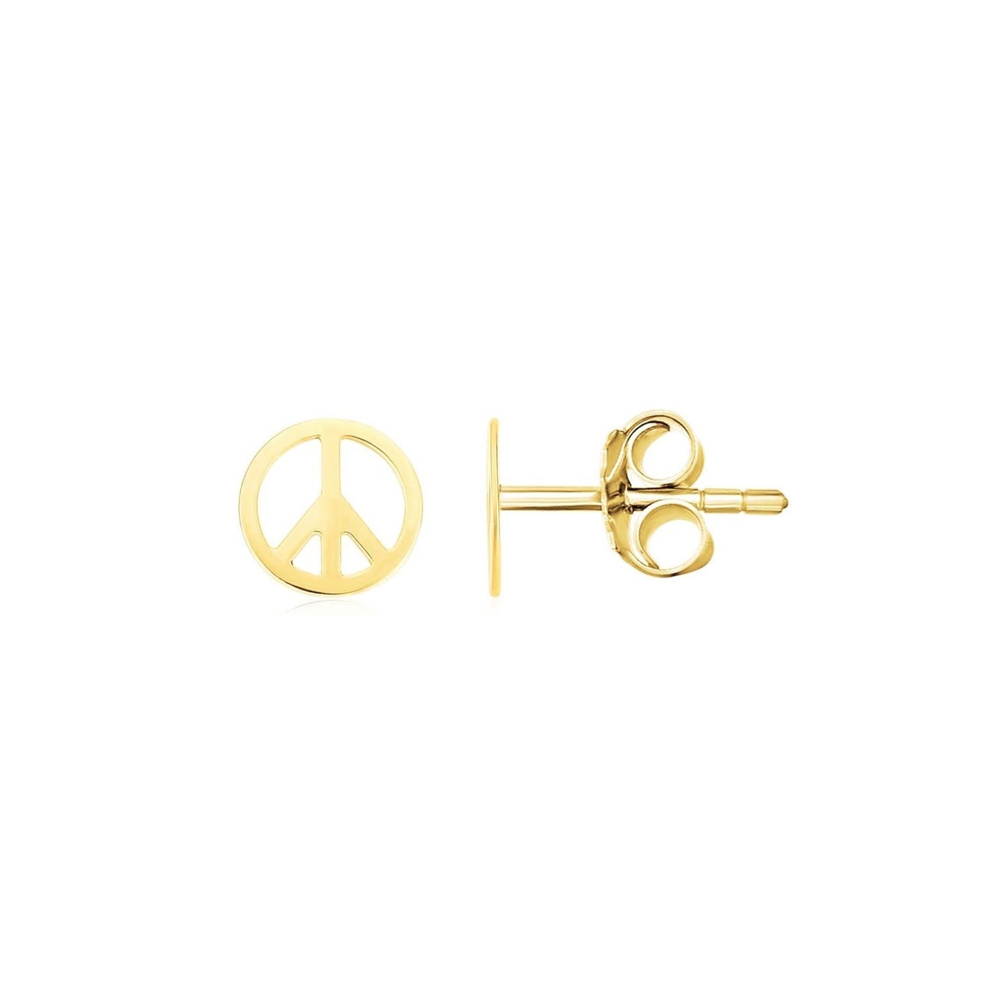14k Yellow Gold Post Earrings with Peace Signs Bids.com