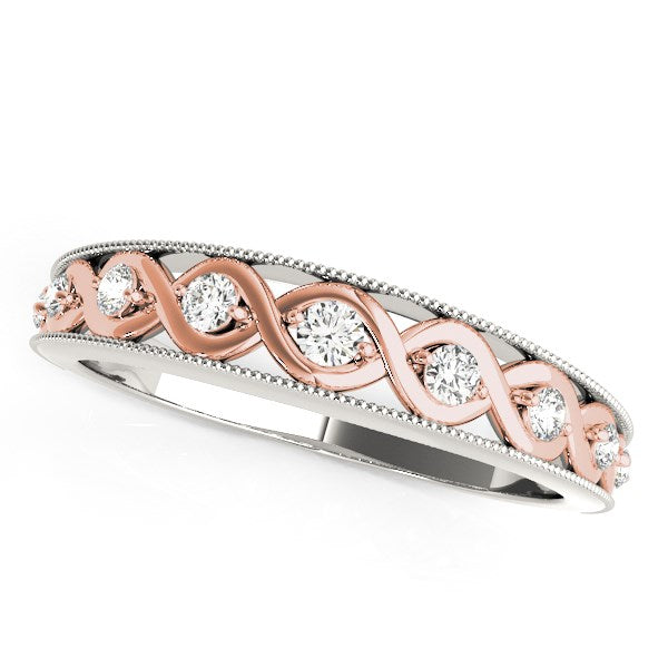14k White And Rose Gold Infity Diamond Wedding Band (1/8 cttw) Bids.com