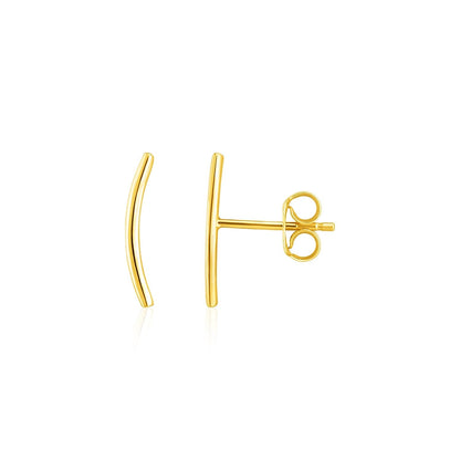 14k Yellow Gold Curve Climber Post Earrings Bids.com