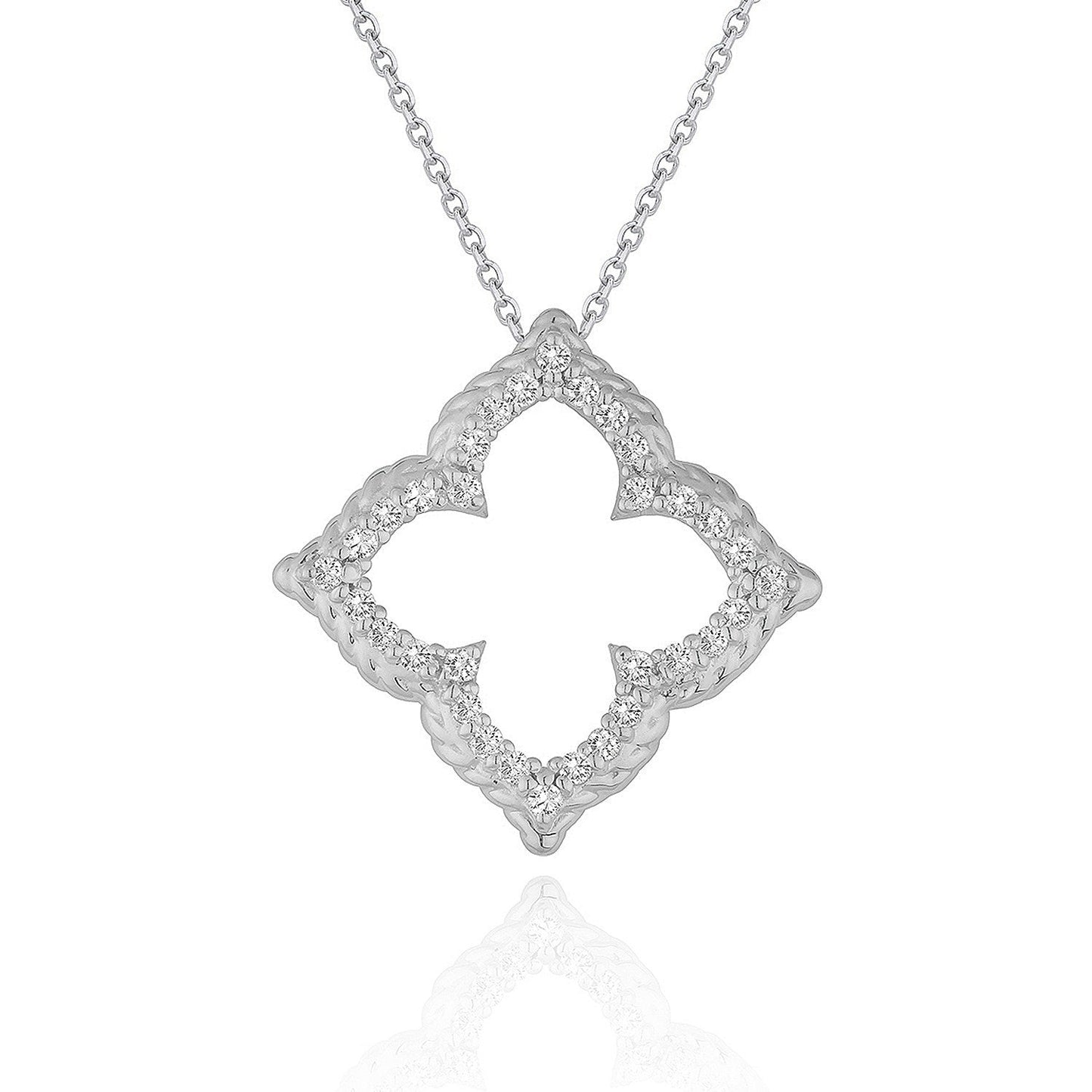 14k White Gold Diamond Cut-out Flower Pendant (1/3 cttw) Bids.com