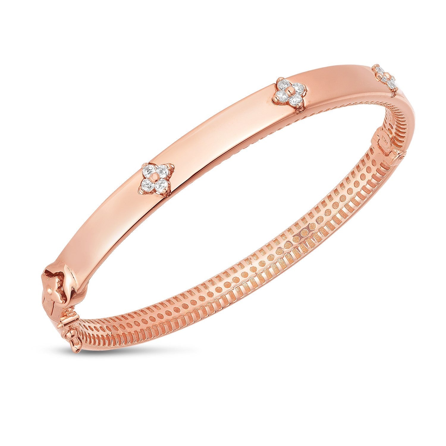 14k Rose Gold Trilogy Diamond Bangle (5.40 mm) Bids.com