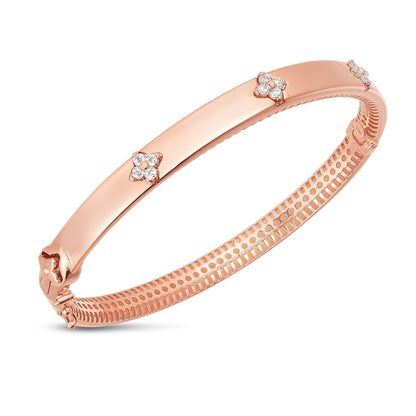 14k Rose Gold Trilogy Diamond Bangle (5.40 mm) Bids.com