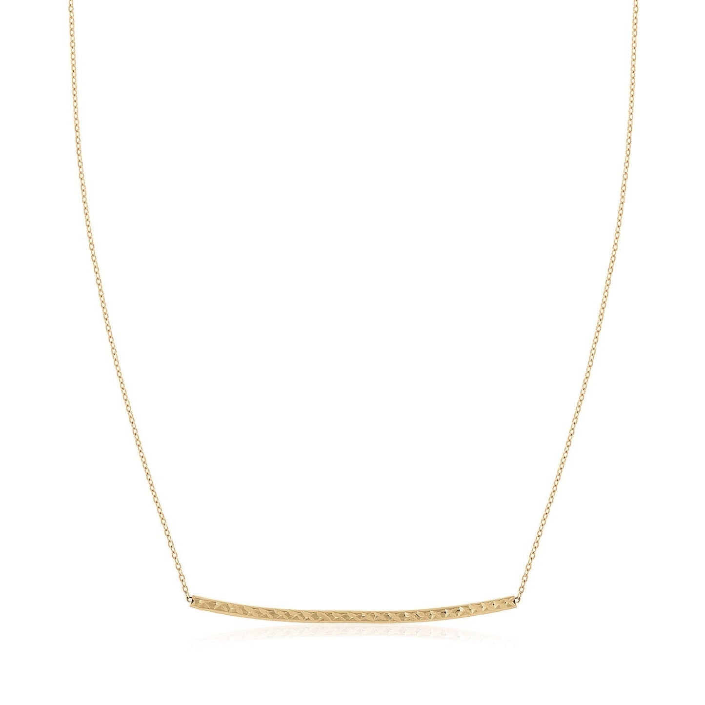 14k Yellow Gold Thin Textured Bar Necklace Bids.com
