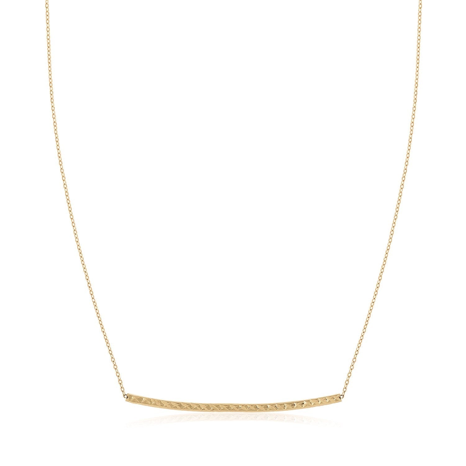 14k Yellow Gold Thin Textured Bar Necklace Bids.com