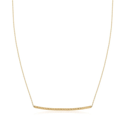 14k Yellow Gold Thin Textured Bar Necklace Bids.com
