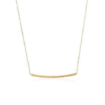14k Yellow Gold Thin Textured Bar Necklace Bids.com