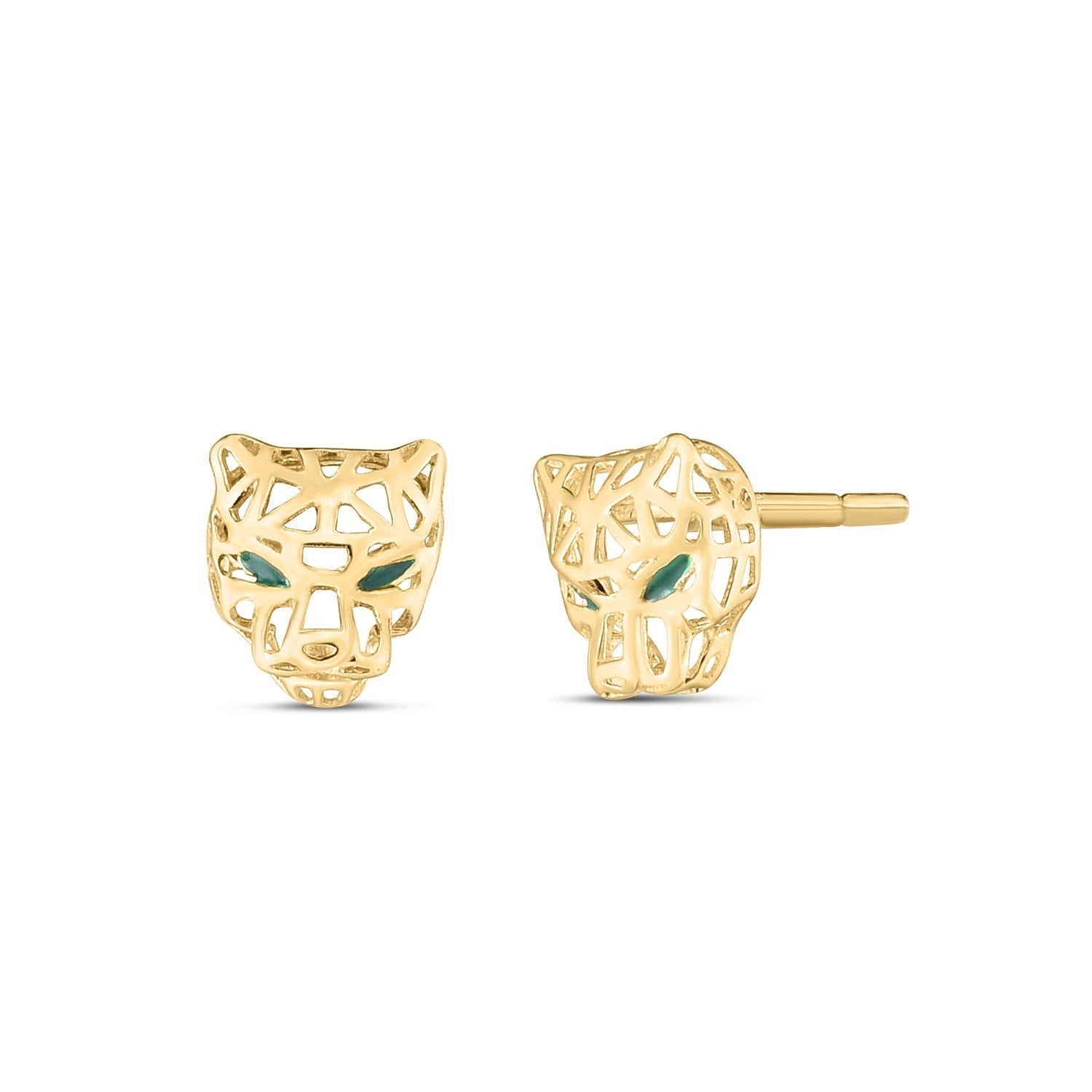 14k Yellow Gold Panther Head Stud Earrings Bids.com