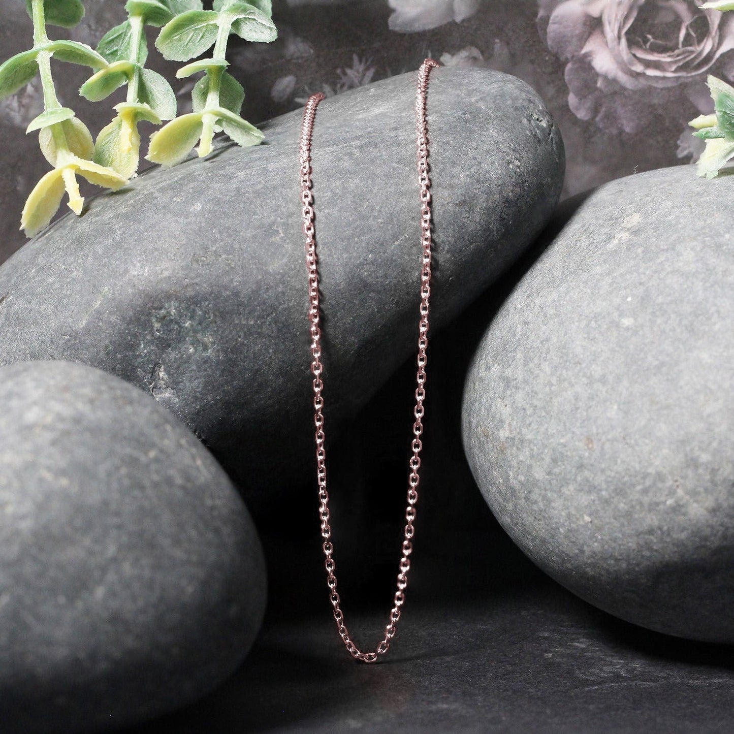 14k Rose Gold Diamond Cut Cable Link Chain 1.3mm Bids.com