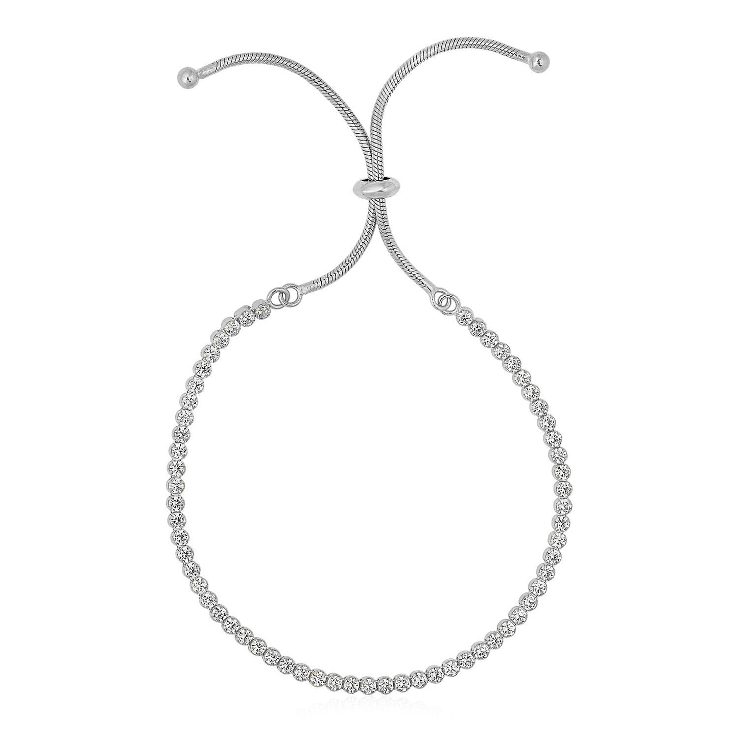 Adjustable Tennis Style Bracelet with Cubic Zirconia in Sterling Silver Bids.com