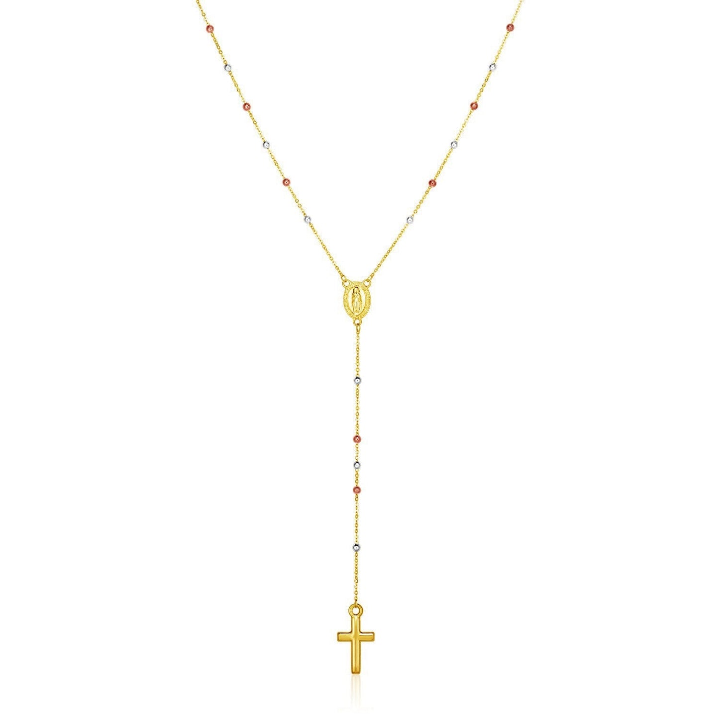 14k Tri Color Gold Lariat Rosary Necklace Bids.com