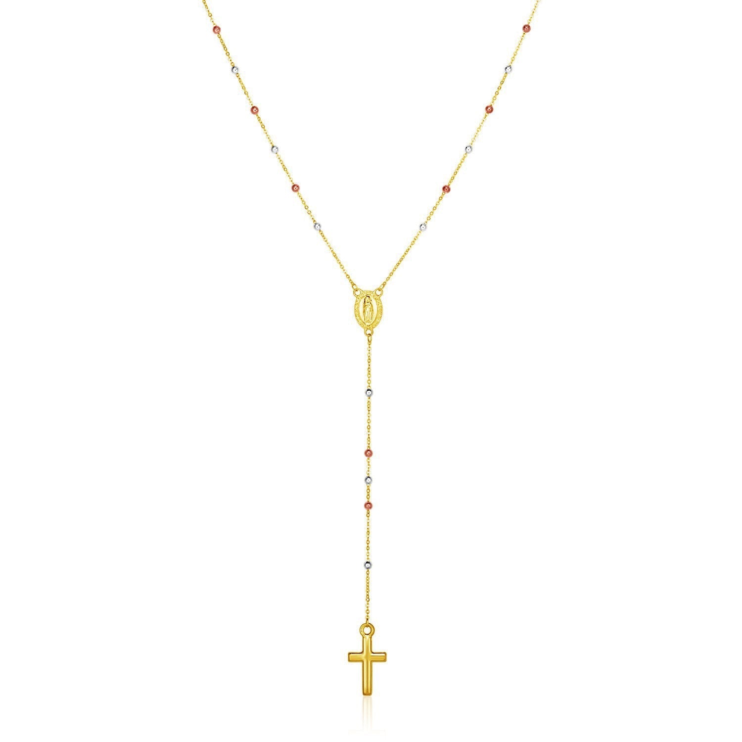 14k Tri Color Gold Lariat Rosary Necklace Bids.com