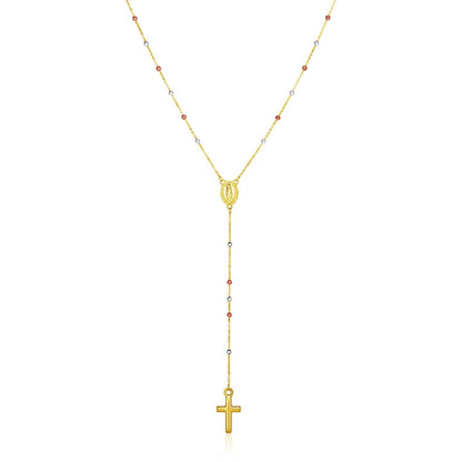 14k Tri Color Gold Lariat Rosary Necklace Bids.com