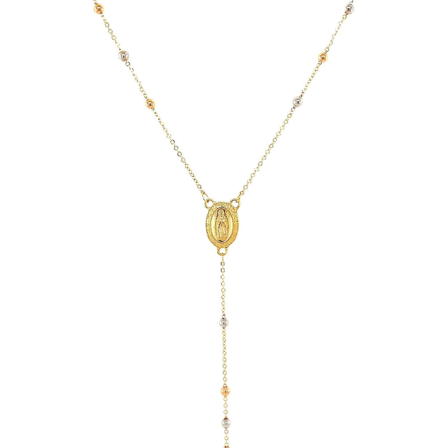 14k Tri Color Gold Lariat Rosary Necklace Bids.com