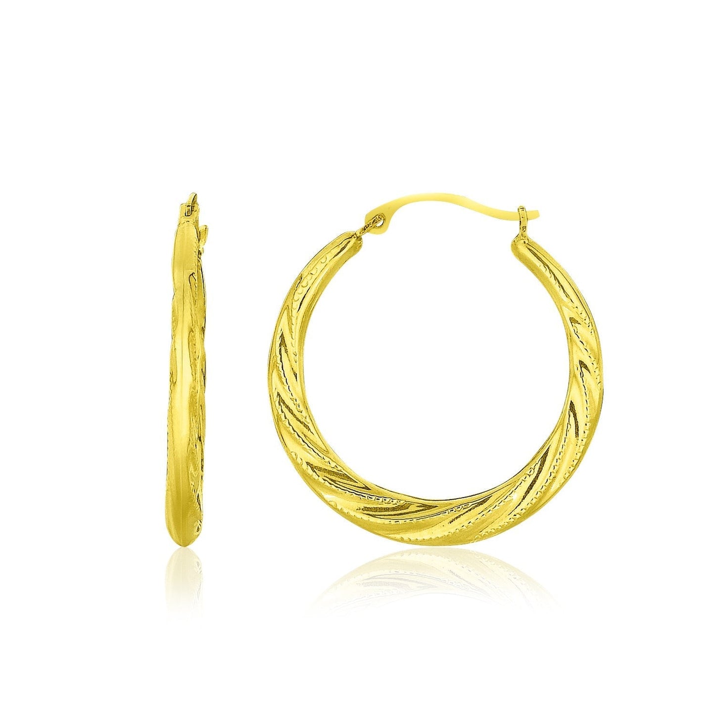 10k Yellow Gold Graduated Twisted Hoop Earrings Bids.com
