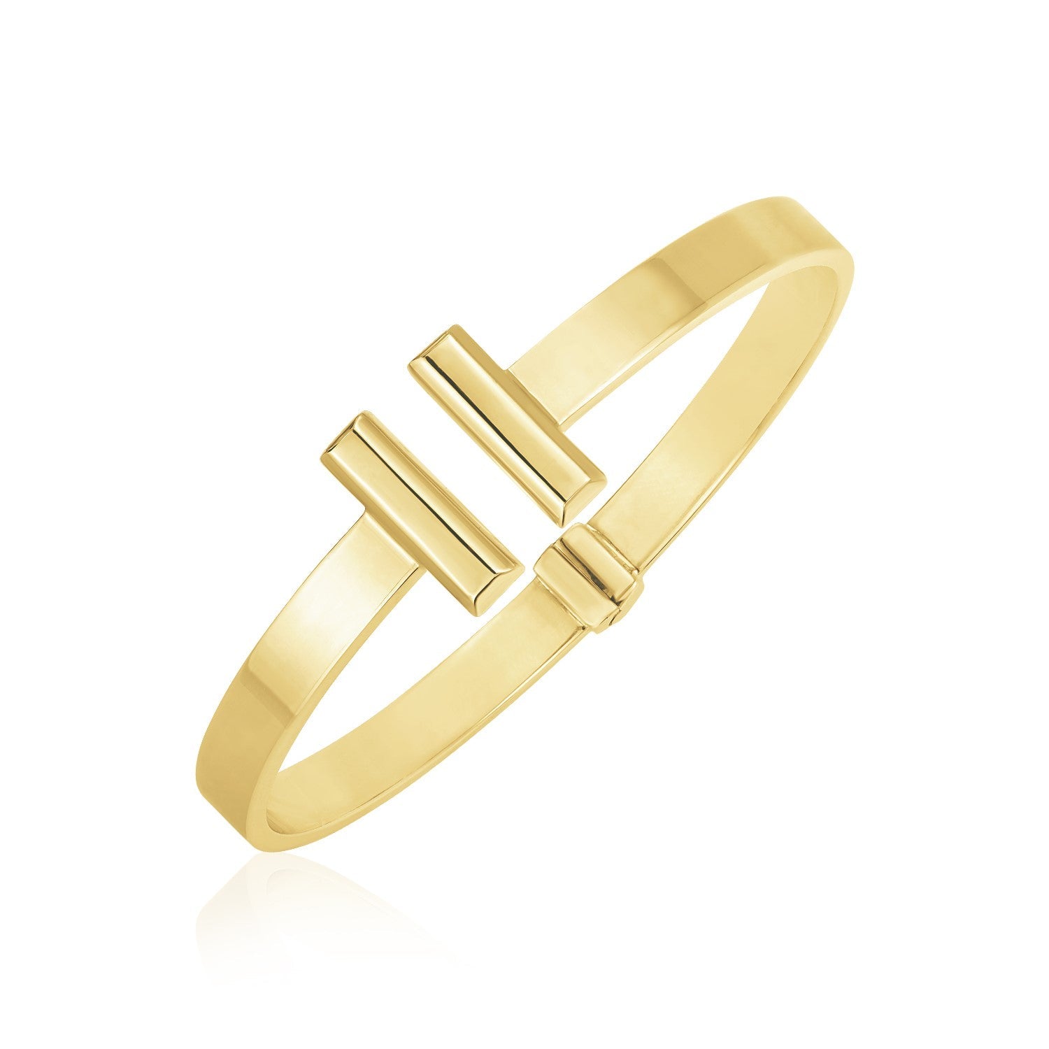 14k Yellow Gold High Polish Bar Cuff Bangle (6mm) Bids.com