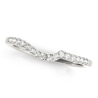 14k White Gold Curved Style Pave Diamond Wedding Ring (1/6 cttw) Bids.com