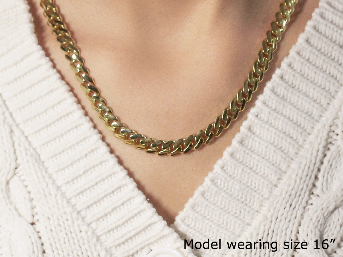 14k Yellow Gold Polished Miami Cuban Chain Necklace Bids.com