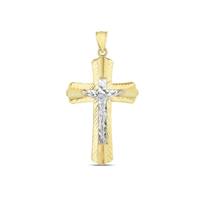 14k Two Tone Gold High Polish Diamond Cut Cross Pendant Bids.com