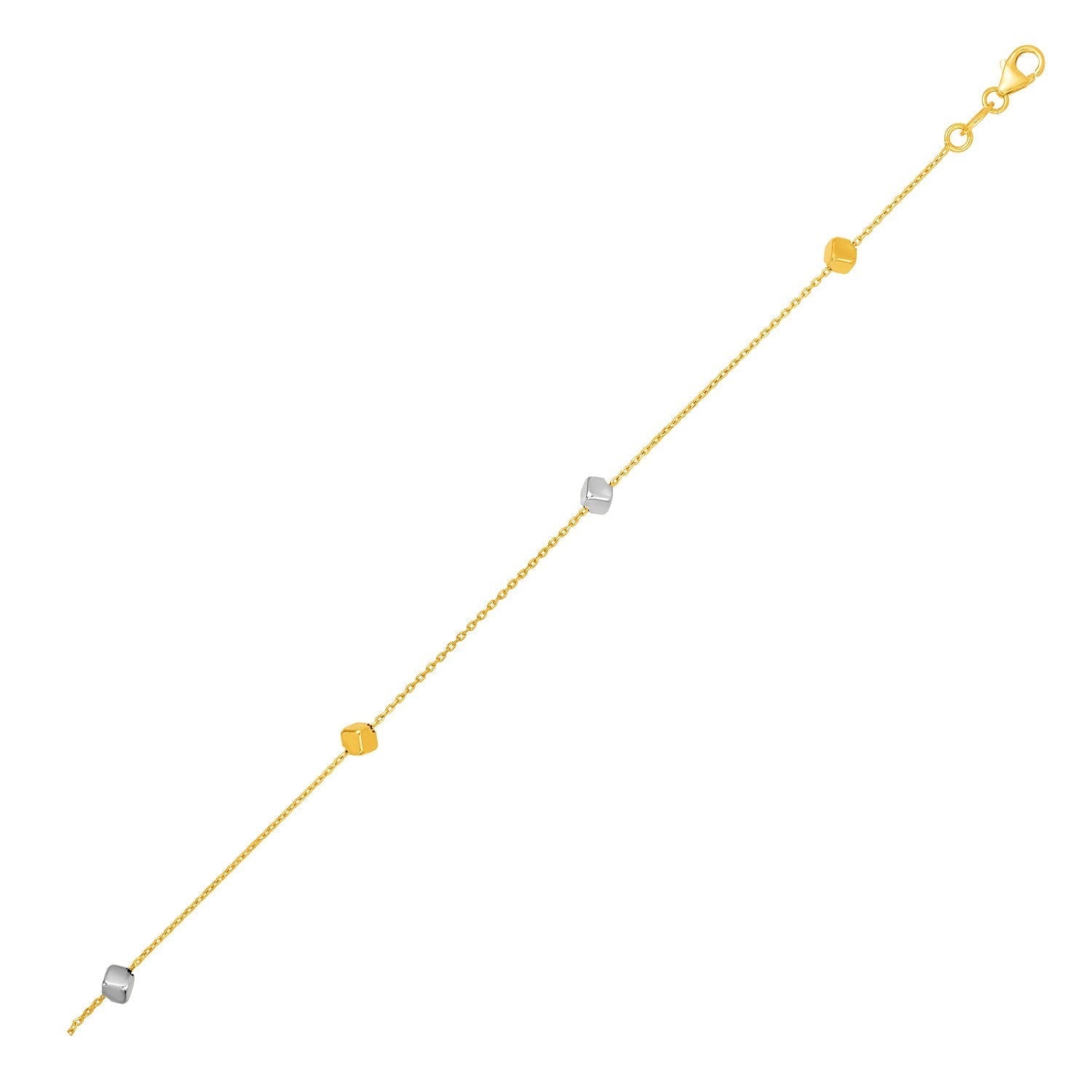 14k Two Tone Gold Bracelet with Polished Cubes Bids.com