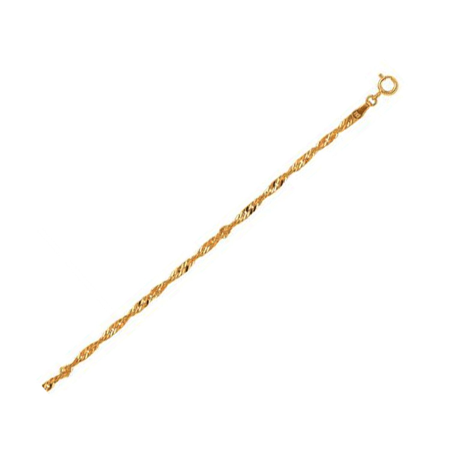 10k Yellow Gold Singapore Anklet 2.2mm Bids.com