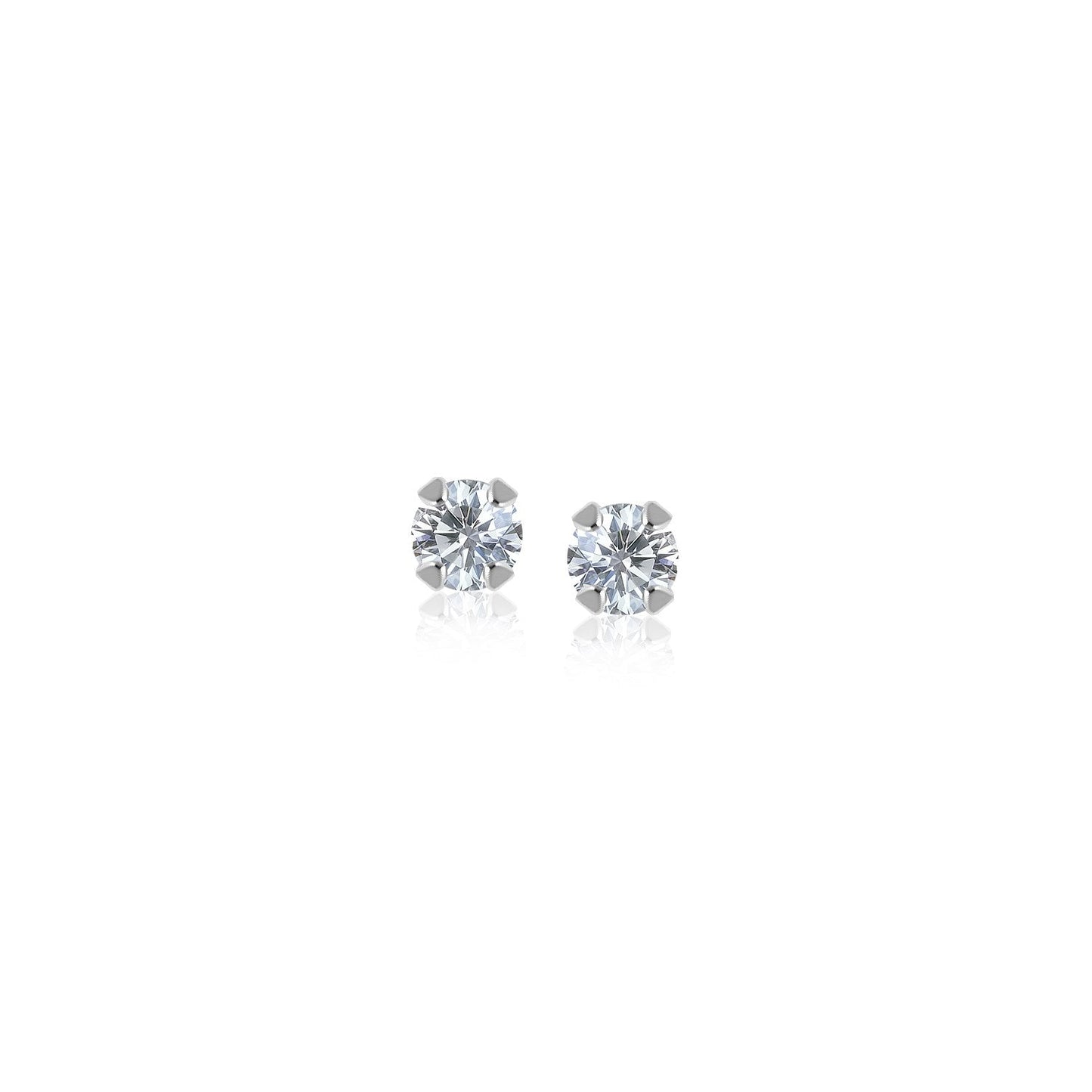 14k White Gold White Cubic Zirconia 2mm Stud Earrings Bids.com