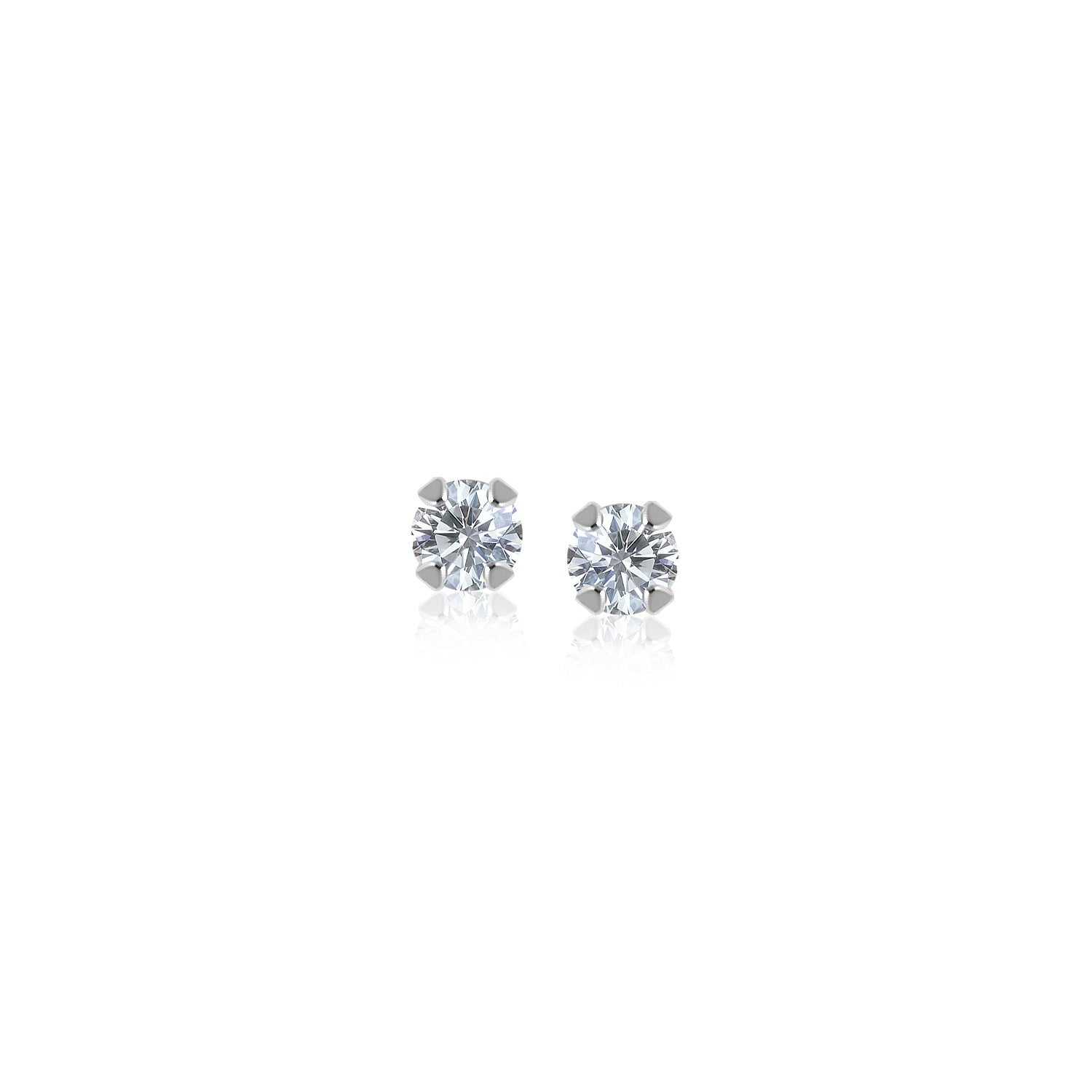 14k White Gold White Cubic Zirconia 2mm Stud Earrings Bids.com