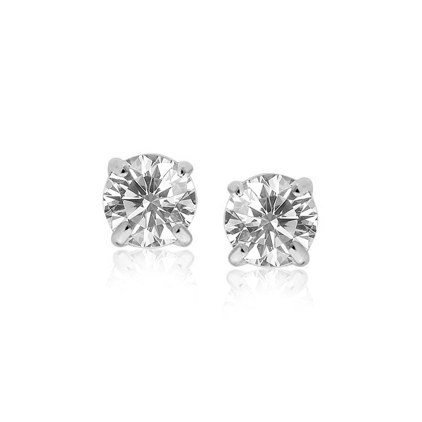 Sterling Silver Stud Earrings with White Hue Faceted Cubic Zirconia Bids.com