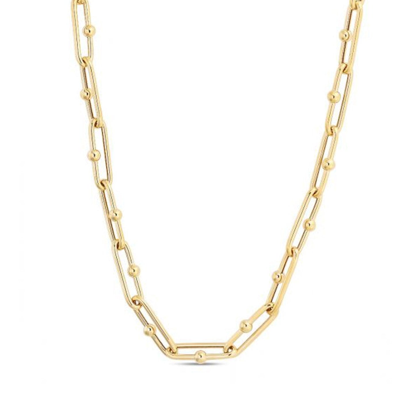 14k Yellow Gold High Polish Elongated Paperclip Jax Link Necklace Bids.com
