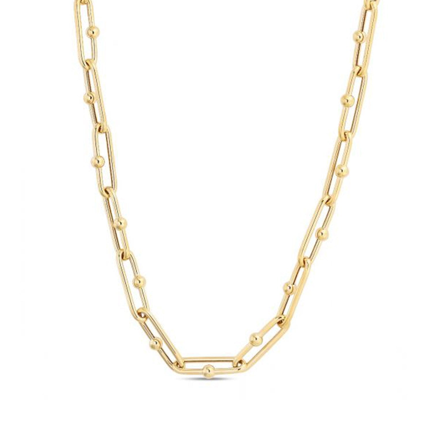 14k Yellow Gold High Polish Elongated Paperclip Jax Link Necklace Bids.com