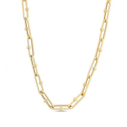 14k Yellow Gold High Polish Elongated Paperclip Jax Link Necklace Bids.com