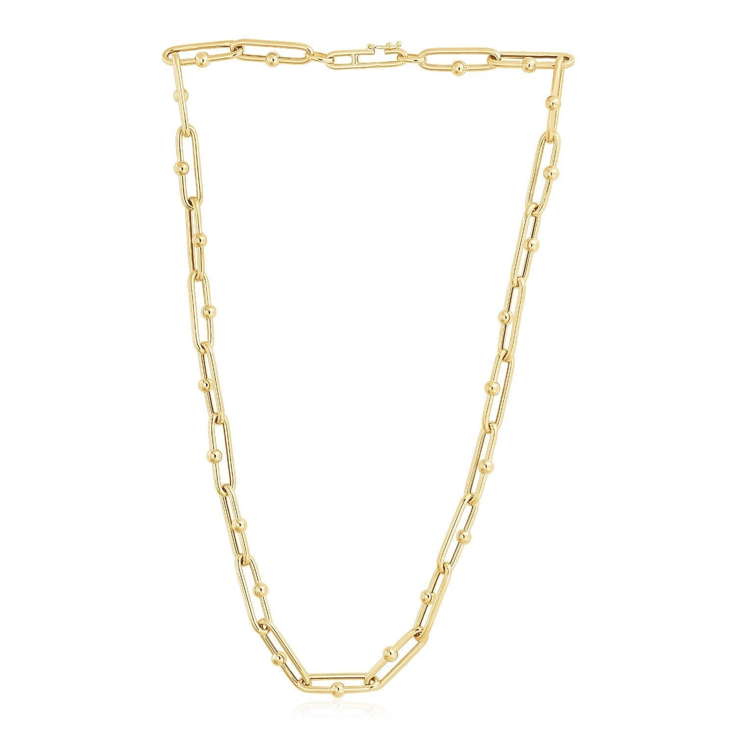 14k Yellow Gold High Polish Elongated Paperclip Jax Link Necklace Bids.com