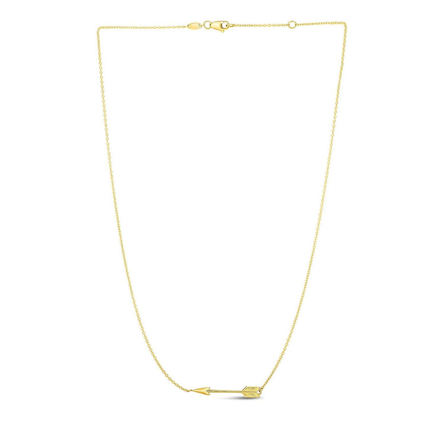14k Yellow Gold Chain Necklace with Horizontal Arrow Pendant Bids.com