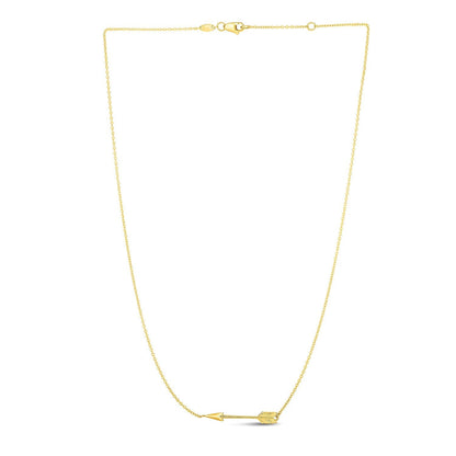 14k Yellow Gold Chain Necklace with Horizontal Arrow Pendant Bids.com