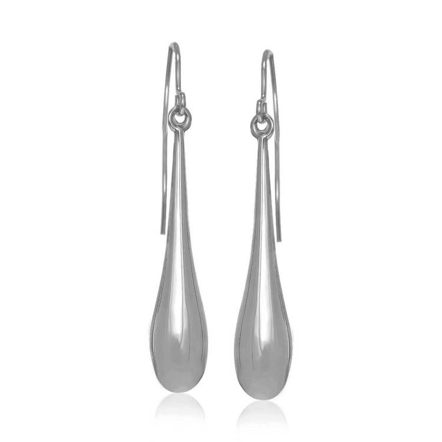 14k White Gold Long Polished Teardrop Dangling Earrings Bids.com