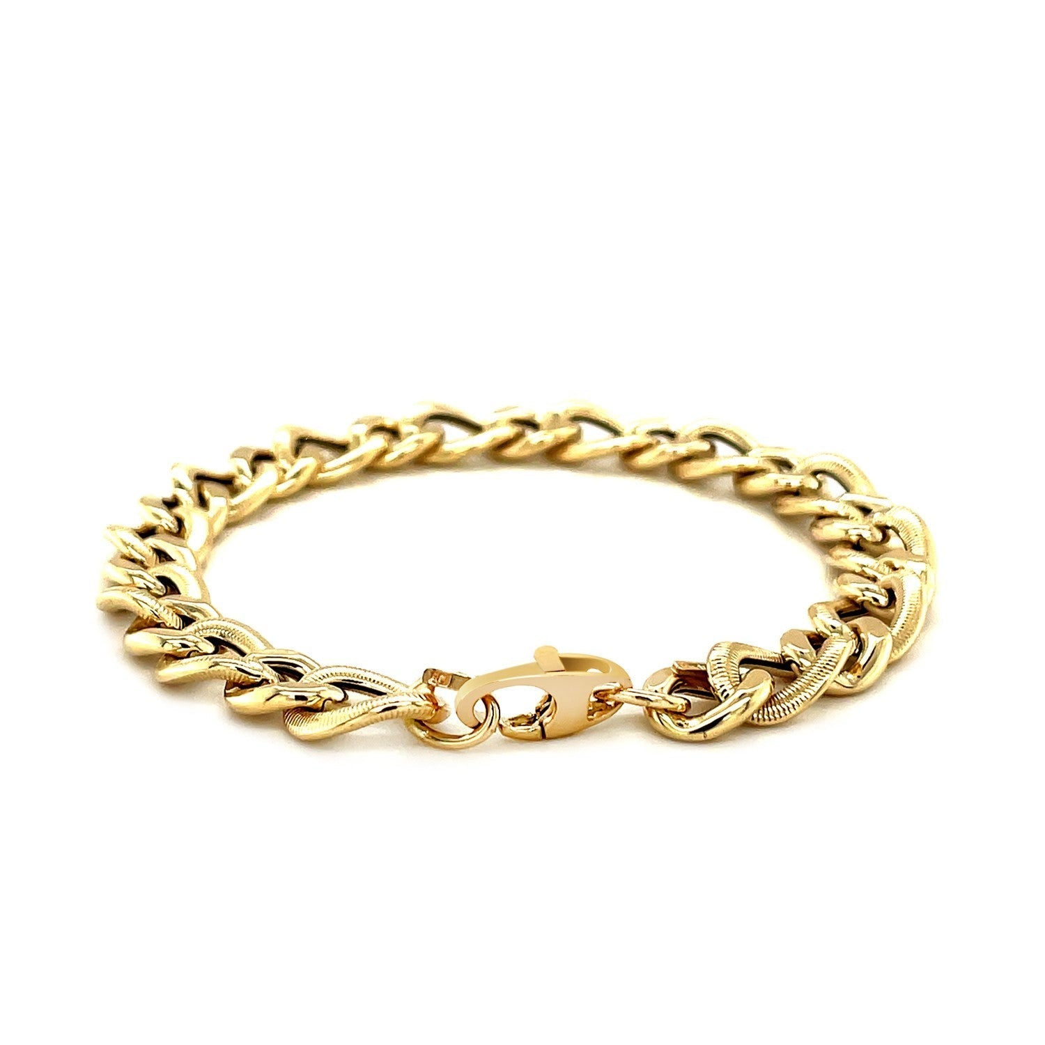 14k Yellow Gold Curb Chain Design with Diamond Cuts Bracelet Bids.com