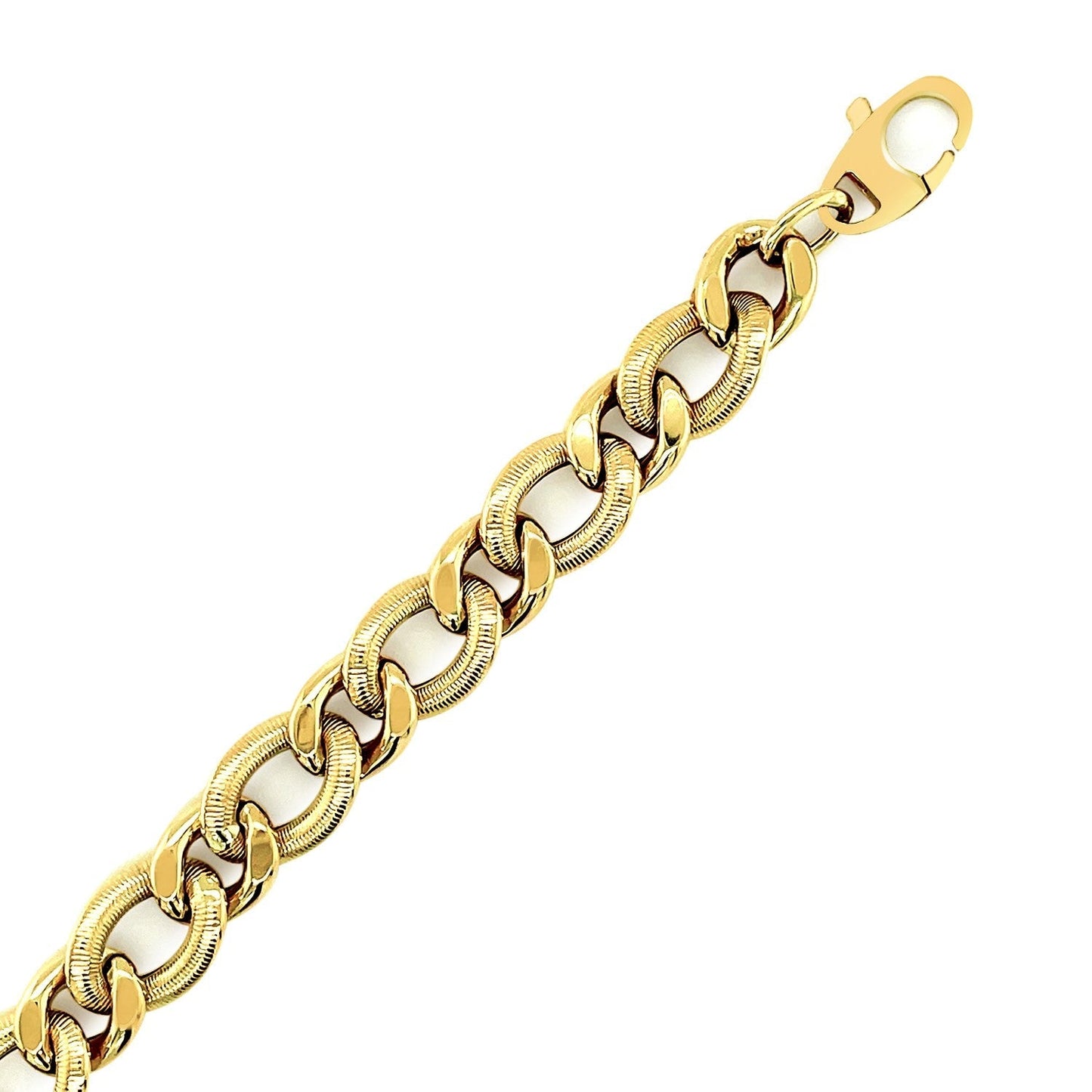 14k Yellow Gold Curb Chain Design with Diamond Cuts Bracelet Bids.com