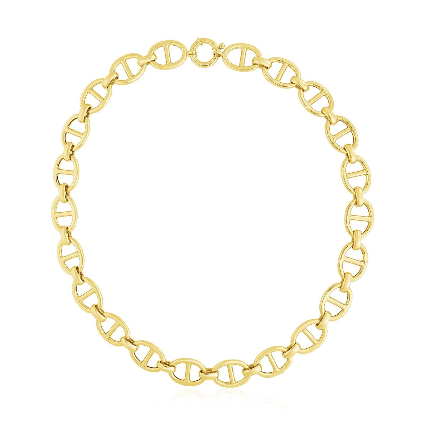 14k Yellow Gold High Polish Oval Mariner Link Necklace (13.8mm) Bids.com