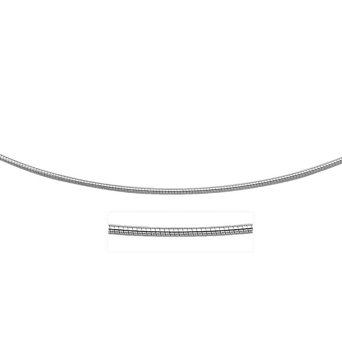 Sterling Silver Round Omega Style Chain Necklace with Rhodium Plating (1.55mm) Bids.com