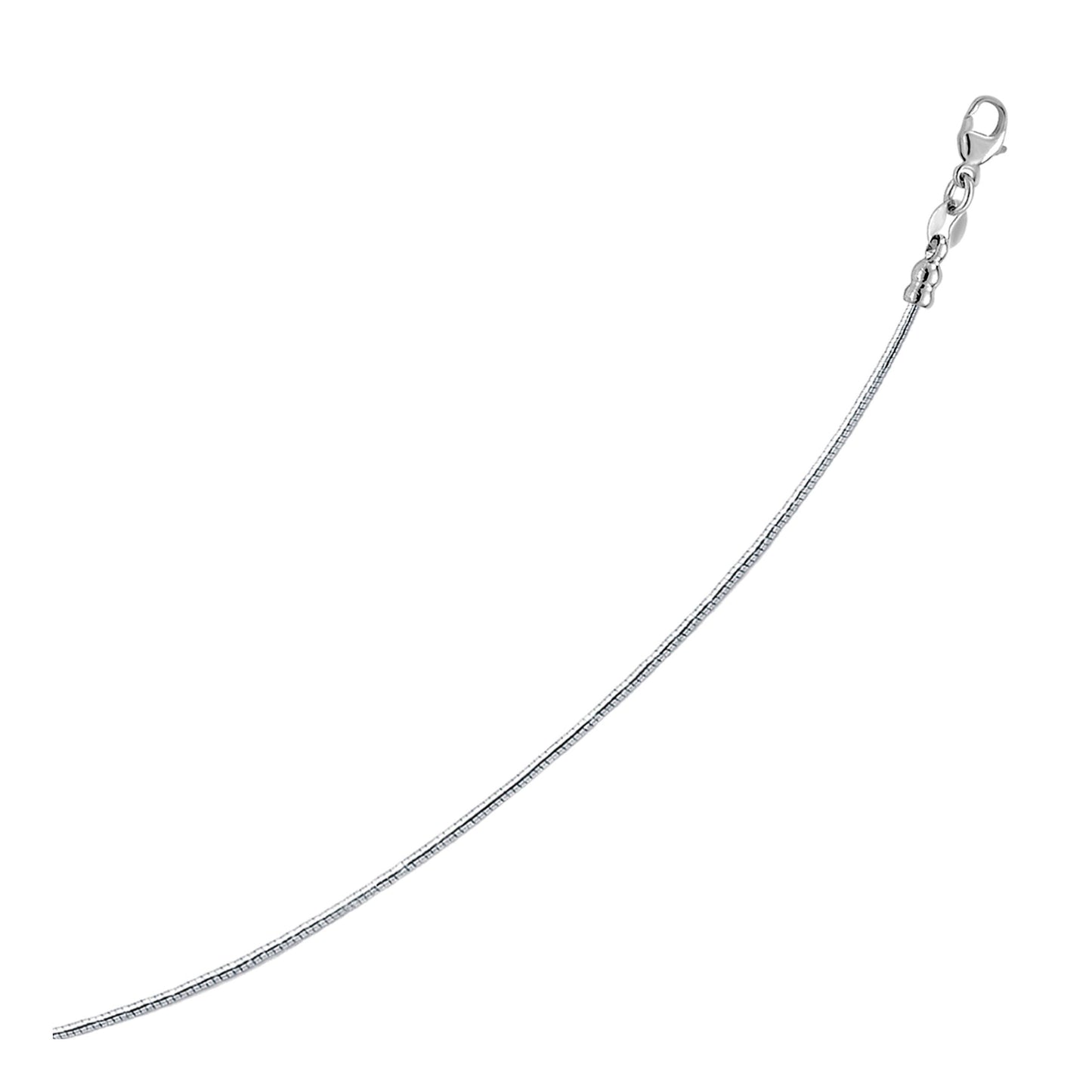 Sterling Silver Round Omega Style Chain Necklace with Rhodium Plating (1.55mm) Bids.com