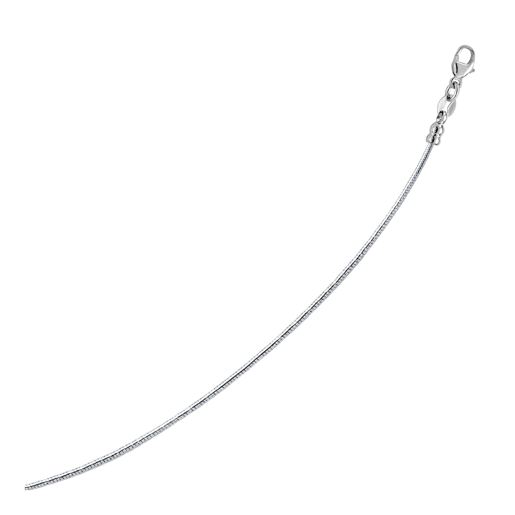 Sterling Silver Round Omega Style Chain Necklace with Rhodium Plating (1.55mm) Bids.com