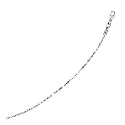 Sterling Silver Round Omega Style Chain Necklace with Rhodium Plating (1.55mm) Bids.com