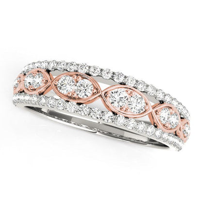 14k White And Rose Gold Doulbe Diamond Infinity Design Band (3/8 cttw) Bids.com
