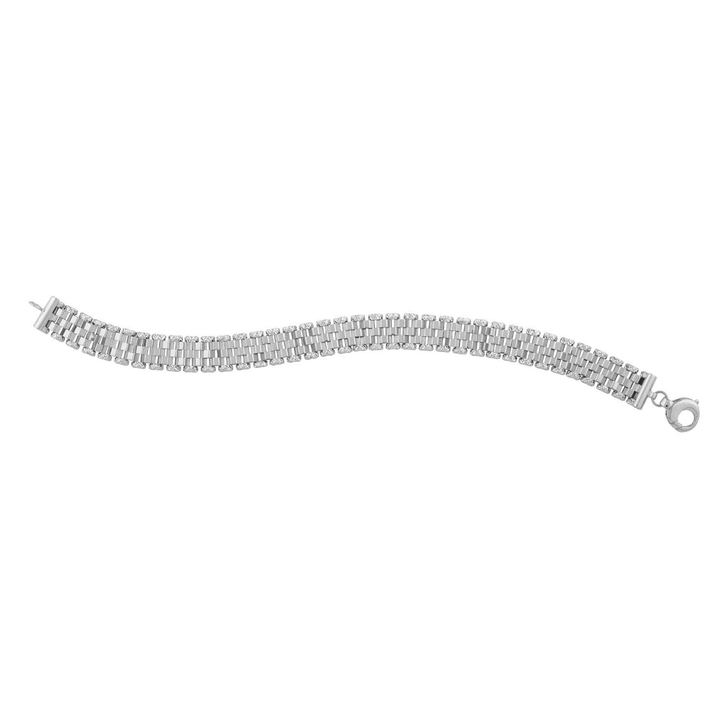 14k White Gold Faceted Panther Link Chain Bracelet Bids.com