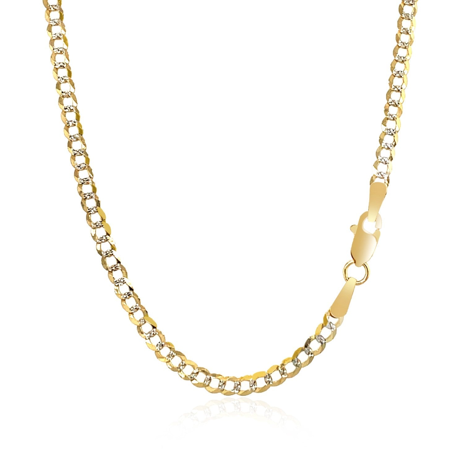 2.6 mm 14k Two Tone Gold Pave Curb Chain Bids.com