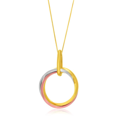 14k Tri-Color Gold Open Interlaced Ring Pendant Bids.com