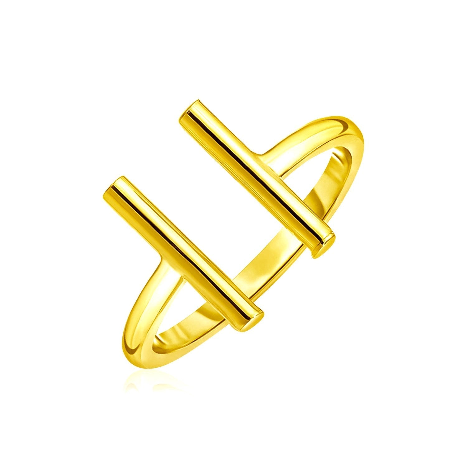 14k Yellow Gold Open Ring with Bars Bids.com
