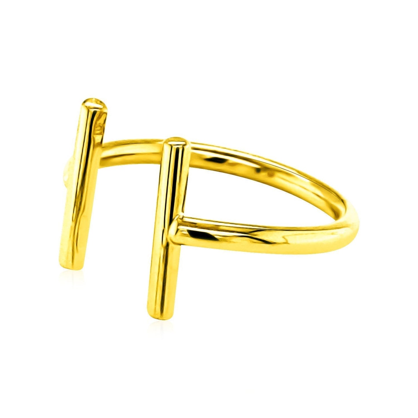 14k Yellow Gold Open Ring with Bars Bids.com