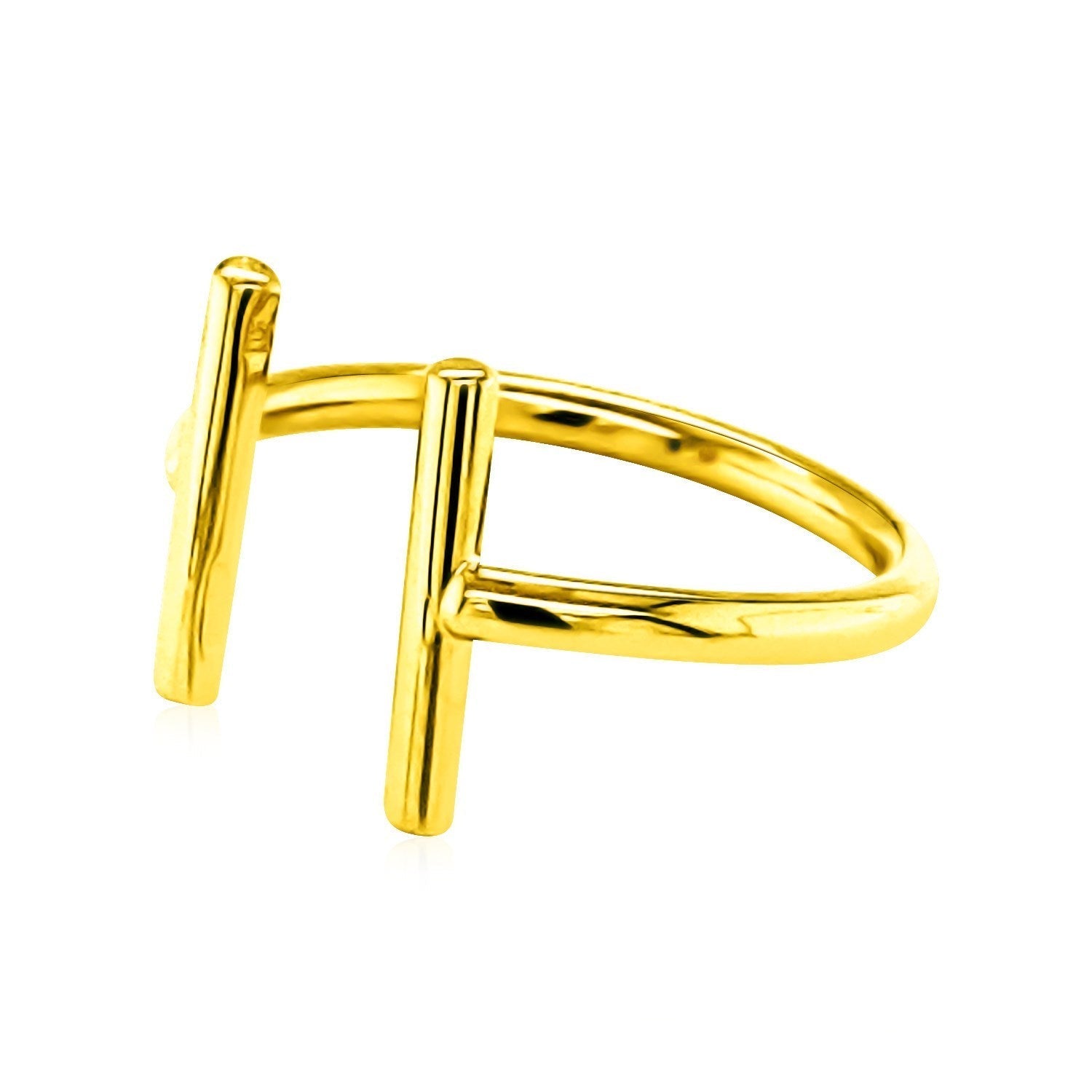 14k Yellow Gold Open Ring with Bars Bids.com